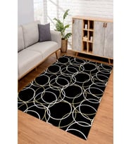 Dijital Kaymaz Taban Yıkanabilir Renkli Salon Halısı Mutfak Halısı Yolluk ND-SD-975 (Siyah)