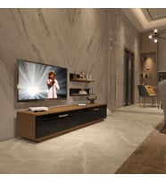 Decoraktiv Eko 4B Slm Std Tv Ünitesi Tv Sehpası - Parlak Beyaz (Siyah - Ceviz)