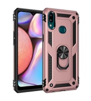 Samsung Galaxy A10S Uyumlu Kılıf Standlı Manyetik Yüzüklü Military Magnetic Ring Polycarbonate and TPU Case (Pudra)
