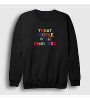 Presmono Unisex Beyaz Treat People With Kindness Harry Styles Sweatshirt 318878tt (Siyah)