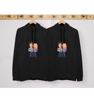 BK Gift Kişiye Özel Sevgililer Karikatürlü İkili Siyah Sweatshirt Seti, Sevgililer Hediye, Çift Hediyesi, Yıl Dönümü Hediyesi, Kişiye Özel Sweatshirt-1 (Model 2)
