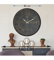 Markakanvas Siyah Metal Kasalı Duvar Saati  (Çap 50 cm - 80 cm ) (Siyah-Altın)