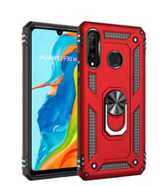 Microsonic Huawei P30 Lite Kılıf Military Ring Holder (Kırmızı)