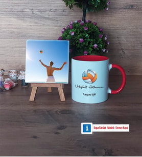 Voleybol Antrenörü Fotoğraflı Dekoratif Taş, Kupa Bardak Beyaz Hediye (Model 2)