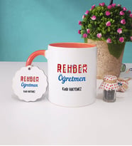 Rehber Öğretmeni Kupa Bardak ve Anahtarlık (Turuncu)