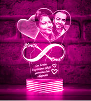 Kişiye Özel Sevgiliye Hediye Sonsuzluk 3D Lamba (Pembe)