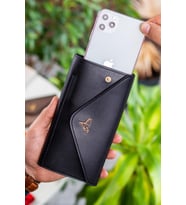 Envelope Telefon ve Bozuk Para Bölmeli Zarf Model Kadın Cüzdan (Siyah)