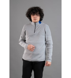 FERMUAR YAKA YARIM BALIKÇI LİKRALI ERKEK SWEATSHİRT (Gri)