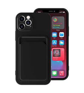 Apple iPhone 12 Pro Max Kılıf Zore Ofix Kartlık Bölmeli Kılıf (Siyah)