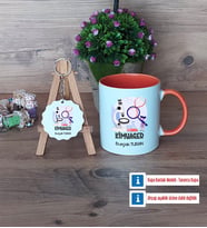 Kimyager Kupa Bardak Kırmızı ve Ahşap Anahtarlık Hediye (Model 12)