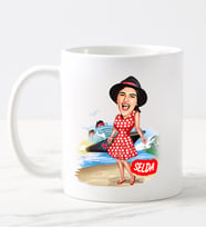 Kız Kardeşe Karikatürlü Kupa Bardak (Beyaz)