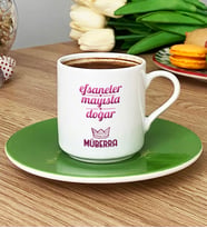 Kişiye Özel Boğa İkizler Burcu Türk Kahvesi Fincanı Doğum Günü Hediyesi (Yeşil)