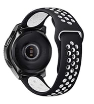 Samsung Galaxy Watch Gear S3 Kordon Delikli Spor Kordon (Siyah - Beyaz)