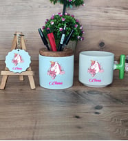 Unicorn Hediye Sepeti Kupa Bardak T Kulplu, Kalemlik ve Anahtarlık Kız Çocuğuna Arkadaşa Sevgiliye Doğum Günü Hediyesi (Model 8)
