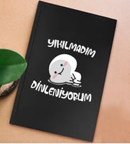 BK Gift Esprili Tasarım Serisi Sert Kapaklı Siyah Defter, Arkadaşa Hediye, Yeni İş Hediyesi, Doğum Günü Hediyesi, Anı Defteri (Model 3)
