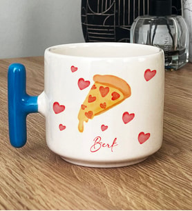 Kişiye Özel Pizza Lover Hediye T Kupa Bardak (Mavi)