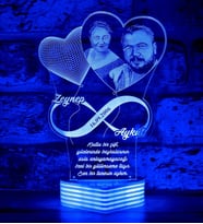 Kişiye Özel Sevgililer Günü Hediyesi Resimli Lamba (Mavi)