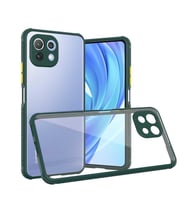 Xiaomi Mi 11 Lite Kılıf Kenar Renkli Sararmaz Şeffaf Kapak (Koyu Yeşil)