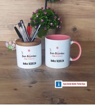 Fen Bilimleri Öğretmeni Kalemlik, Kupa Bardak T Kişiye Özel Hediye (Model 9)