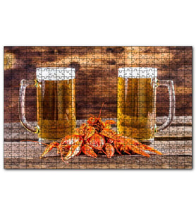 Cakapuzzle İki Köpüklü Bira ve Istakozlar  Puzzle Yapboz MDF (Ahşap) (1000 Parça)