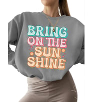 bisiklet yaka 3 iplik şardonlu kalın Bej erkek Bring on sunshine yaz retro plaj tişörtü Baskılı (Gri)