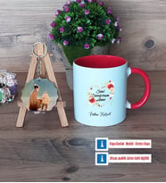 Anneye Doğum Günü Hediyesi Kupa Bardak Beyaz ve Fotoğraflı Ahşap Anahtarlık Hediye (Model 2)
