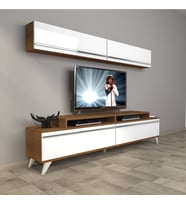 Decoraktiv Ekoflex 5 Mdf Retro Tv Ünitesi Tv Sehpası (Beyaz - Kahverengi)
