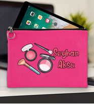 BK Gift Kişiye Özel İsimli-1 Tablet Çantası 30x21cm(12 Renk Seçeneği), Ipad Çantası, Baskılı Tablet Kılıfı (Fuşya)