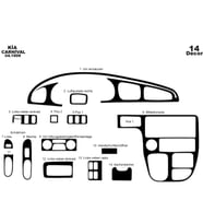 Meriç® Kia Carnival Ön Torpido Kaplama Maun 14 Parça 1999-2006 (Piano Black)