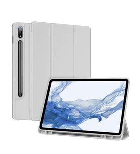 Samsung Galaxy Tab S7 FE / S7 Plus S8 Plus 12.4" Kılıf Kalem Bölmeli Smart Case  (Gri)