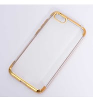 Huawei Y5 2018 Kılıf İnce Köşeleri Renkli Şeffaf Silikon (Gold)
