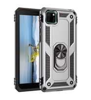 Huawei Y5P Kılıf Zore Vega Yüzüklü Standlı Zırh Kılıf (Gri)