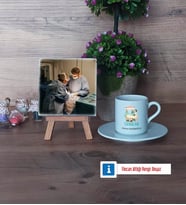 Cerraha Hediye Fotoğraflı Dekoratif Taş, Ahşap Altlıklı Türk Kahvesi Fincanı Hediye (Model 2)