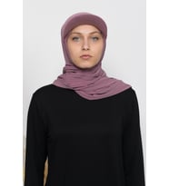 Pratik Şapkalı Likra Şal (Koyu Pudra)