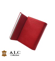 ALC Collection Hakiki Deri Mekanizmalı Renk Seçenekli Kadın ve Erkek Kartlık Cüzdan (Siyah-Kırmızı)