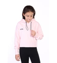 Toontoy Kız Çocuk Kapüşonlu Kadife Sweatshirt (Pudra)