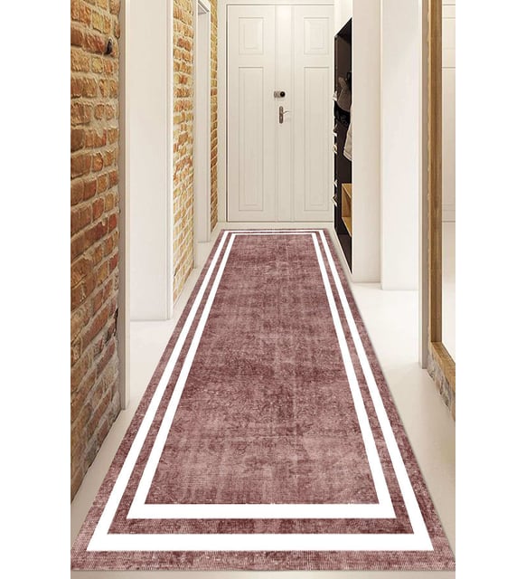 Dijital Baskılı Kaymaz Taban Yıkanabilir Modern Yolluk Ve Koridor Halısı NDU-HT-575 (Pembe)