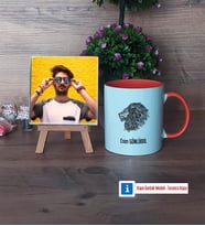 Aslan Fotoğraflı Dekoratif Taş, Kupa Bardak Beyaz Hediye (Model 13)