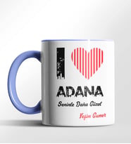 Kişiye Özel Adana Seninle Daha Güzel Tema Siyah Renk Kupa (Mavi)