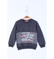 Toontoy Erkek Çocuk Yazı Baskılı Sweatshirt (Antrasit Melanj)