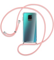 Xiaomi Redmi Note 9 PRO Kılıf Boyun Omuz Askılı iPli Anti Şok Köşe Korumalı Şeffaf Silikon (Pembe)