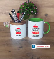 Amcaya Hediye Kalemlik, Kupa Bardak T Kişiye Özel HediyeBabalar Günü Hediyesi (Model 14)