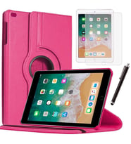 Apple iPad 5 Nesil / 6 Nesil Kılıf Ekran Koruyucu Ve Kalem Set (Pembe)