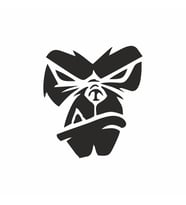 Goril Kafası Sticker Siyah 20x10 CM (Siyah-Siyah)
