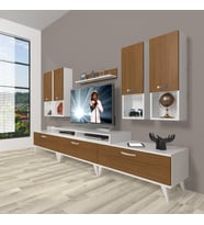 Decoraktiv Ekoflex 8da Mdf Retro Tv Ünitesi Tv Sehpası (Beyaz - Ceviz)