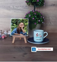Patoloji Teknikeri Fotoğraflı Dekoratif Taş, Ahşap Altlıklı Türk Kahvesi Fincanı Hediye Tıp Bayramı Hediyesi (Model 4)