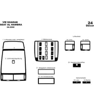 Meriç® Volkswagen Sharan Ön Torpido Kaplama Maun 24 Parça 2000-2009 (Piano Black)