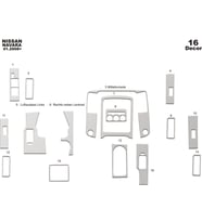 Meriç® Nissan Navara Ön Torpido Kaplama Maun 16 Parça 2010-2015 (Alüminyum)