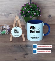 Aile Hekimi Kupa Bardak Kırmızı ve Ahşap Anahtarlık Hediye (Model 2)