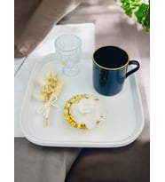 Endless Kare Söz Kahve Tepsisi (Beyaz)
